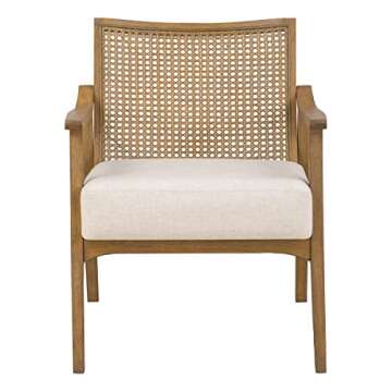 Alania Wood Accent Chair - Cane Back & Padded Seat