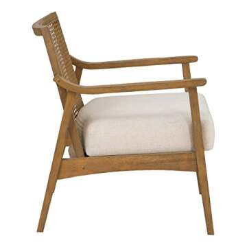 Alania Wood Accent Chair - Cane Back & Padded Seat