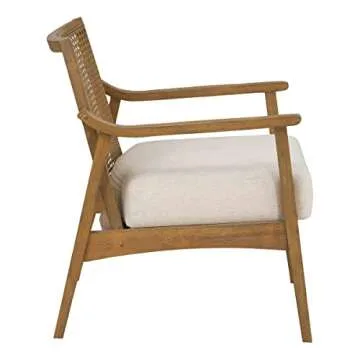 Alania Wood Accent Chair - Cane Back & Padded Seat