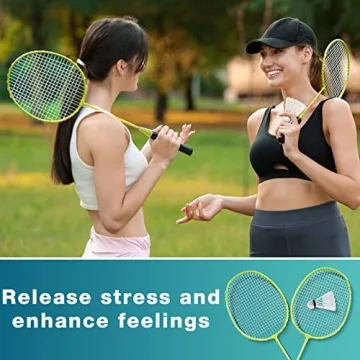 Woanger Badminton Rackets Set with 15 Shuttlecocks for Outdoor Fun