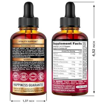 USDA Organic Vitamin B-Complex B5 Pantothenic Acid | B12 Methylcobalamin | B1 Thiamine | B6 Pyridoxi...