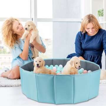 ChengFu Dog Ball Pit, Foldable Ball Pit for Dogs, Ball Pit for Dog, Dog Ball Pit for All Types of Dogs, Suitable for Indoor and Outdoor Activities (39.37inches in Diameter,No Ball Included)