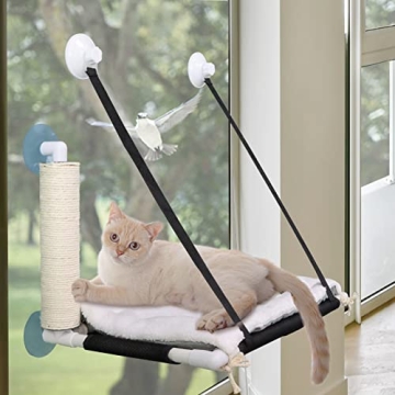 ZALALOVA Cat Window Bed with Free Fleece Blanket & Cushion