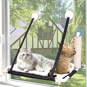 ZALALOVA Cat Window Bed with Free Fleece Blanket & Cushion