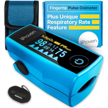 iProven Fingertip Blood Oxygen Monitor with Respiratory Rate & Perfusion Index Features