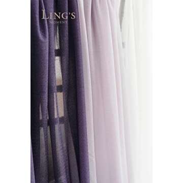 Ling's Moment Deluxe Purple Artificial Wedding Arch Flowers with Drapes Kit-Pack of 5, 2pcs Flower Arrangements 3pcs Hanging Sheer Drapes Gold Ceremony Arbor Reception Backdrop Rose Floral Decorations