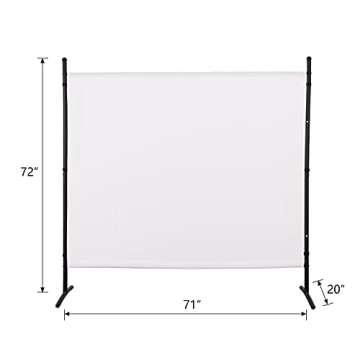 Room Divider 72 inch Privacy Screens Single Panel Portable Partition Screen Steel Frame& Frabic Office Partition for Home Office Dorm Decor White