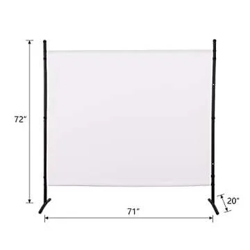 Room Divider 72 inch Privacy Screens Single Panel Portable Partition Screen Steel Frame& Frabic Office Partition for Home Office Dorm Decor White