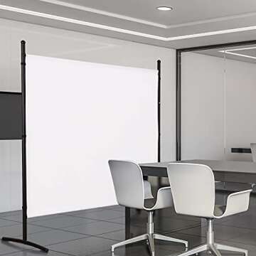 Room Divider 72 inch Privacy Screens Single Panel Portable Partition Screen Steel Frame& Frabic Office Partition for Home Office Dorm Decor White