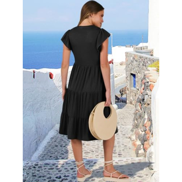 ANRABESS Summer Ruffle Sleeve Midi Dress for Women