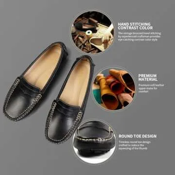 Artisure Women's Classic Leather Penny Loafers for Comfort