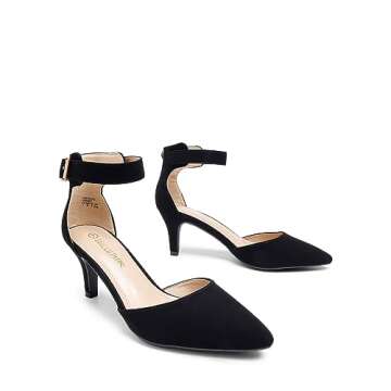 DREAM PAIRS Kitten Heel Low Heel for Women Closed Pointed Toe Pumps Wedding Party Sexy Dress Shoes Lowpointed,Size 9,Black/Nubuck,LOWPOINTED