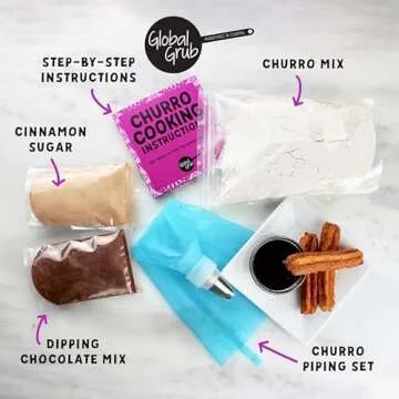 Global Grub DIY Churro Kit - Homemade Churro Kit Includes Churro Mix, Cinnamon Sugar, Chocolate Dipp...