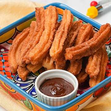 Global Grub DIY Churro Kit - Homemade Churro Kit Includes Churro Mix, Cinnamon Sugar, Chocolate Dipping Mix, Churro Piping Set, Cooking Instructions. Makes 40 Churros. Great Gift for Churro Lovers!