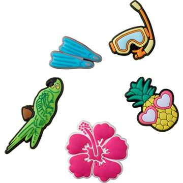 Crocs Jibbitz 5-Pack Summer Shoe Charms | Jibbitz for Crocs, Tropical Resort, One Size