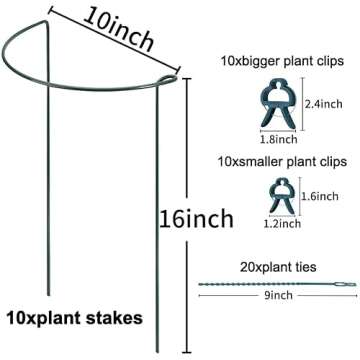 TCBWFY 10 Pack Garden Plant Support Stakes - Heavy Duty Peony, Tomato, Hydrangea Support