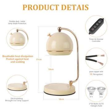 Flame-Free Candle Warmer Lamp with Timer & Dimmer