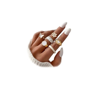 KISS WIFE Gold Knuckle Rings Set for Women, Trendy Cute Stackable Rings