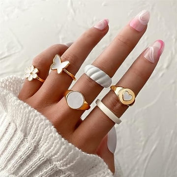 KISS WIFE Gold Knuckle Rings Set - Trendy Stackable Accessories