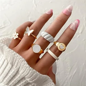 KISS WIFE Gold Knuckle Rings Set - Trendy Stackable Accessories