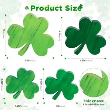 St. Patrick's Day Wooden Shamrock Decoration 4-Piece Set