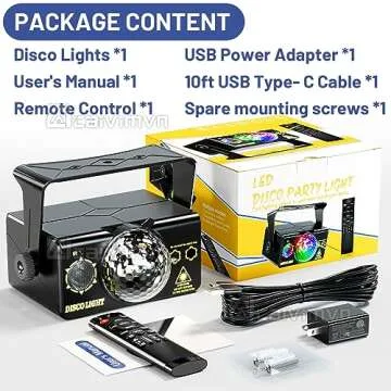 Disco Lights, Party Lights caivimvn Strobe Light Sound Activated LED DJ Lights Multiple Patterns with Remote Control for Parties Home Show Bar Club Birthday DJ Pub Karaoke Christmas Holiday