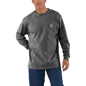 Carhartt Men's Loose Fit Heavyweight Long-Sleeve Pocket T-Shirt, Carbon Heather, TLL-XL