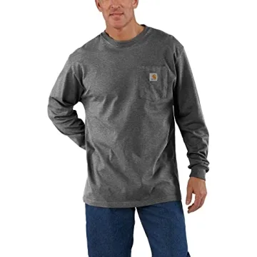 Carhartt Men's Loose Fit Heavyweight Long-Sleeve Pocket T-Shirt, Carbon Heather, TLL-XL