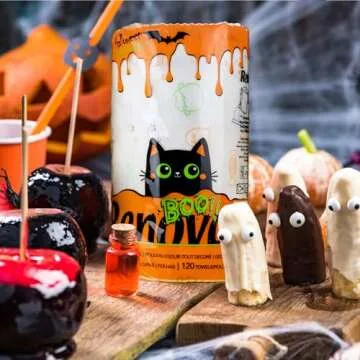 Renova Halloween Kitchen Paper Towel 1 Jumbo Roll 2-ply 120 Sheets - - Spider Napkins - Ghost Paper Napkins - Treats Designs for Halloween Decor Idea