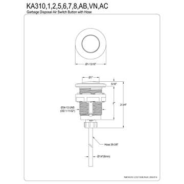 Kingston Brass KA317 Trimscape Disposal Air Switch Button, Brushed Brass