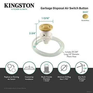 Kingston Brass KA317 Trimscape Disposal Air Switch Button, Brushed Brass