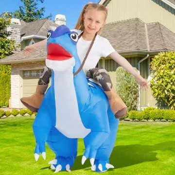 GOOSH Inflatable Dinosaur Costume Kids Halloween Blow up Costumes for Boys Girls Funny Riding Diplod...