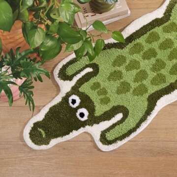 Panstar Crocodile Bath Mat - Cute Non-Slip Animal Bath Rug