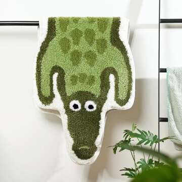 Panstar Crocodile Bath Mat - Cute Non-Slip Animal Bath Rug