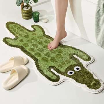 Panstar Crocodile Bath Mat - Cute Non-Slip Animal Bath Rug