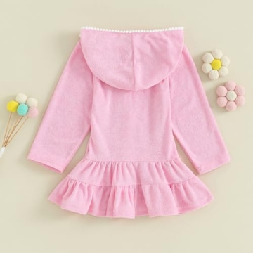 Girls Swim Cover Up Hooded Zip Up Terry Coverup 4-5 Years