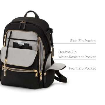 TUMI - Voyageur Celina Backpack - Travel Backpack for Women - For Business, Commute - Holds Up to 16" Laptop - Black & Gold Hardware