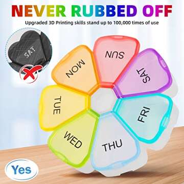 Large Weekly Medicine Organizer, OAAO Flower XL 7 Day Portable Pill Box Case for Vitamin, Cod Liver Oil, Supplements, Arthritis Friendly…