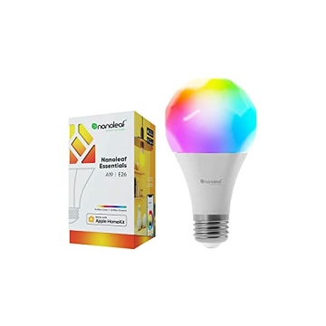 Nanoleaf Essentials Smart LED Color-Changing Light Bulb (60W) - RGB & Warm to Cool Whites, App & Voi...