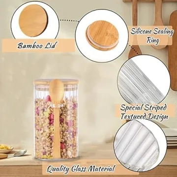 Stylish Airtight 25 FL OZ Glass Storage Jar with Spoons