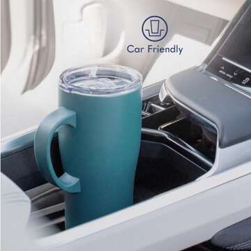 20oz Stainless Steel Handle Tumbler with Triple Insulation & Copper Lining – Keeps Coffee Hot for ...