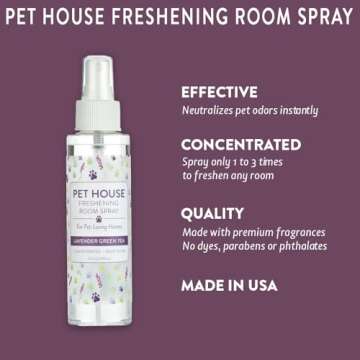 One Fur All Pet House Freshening Room Spray - Lavender Green Tea - Concentrated Air Freshener - Non-...