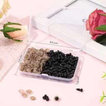 Vanblue Safety Eyes 260PCS 6mm Plastic Black Craft Eyes with Washers Teddy Bear Eyes for Amigurumi Stuffed Animals Crochet Toys Crafts Making Halloween Decorations