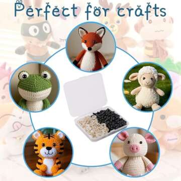 Vanblue Safety Eyes 260PCS 6mm Plastic Black Craft Eyes with Washers Teddy Bear Eyes for Amigurumi Stuffed Animals Crochet Toys Crafts Making Halloween Decorations
