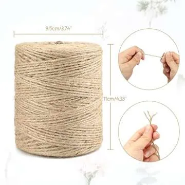 KINGLAKE 820 Feet Natural Jute Twine Best Arts Crafts Gift Twine Christmas Twine Durable Packing Str...