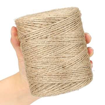 KINGLAKE 820 Feet Natural Jute Twine Best Arts Crafts Gift Twine Christmas Twine Durable Packing String,Brown