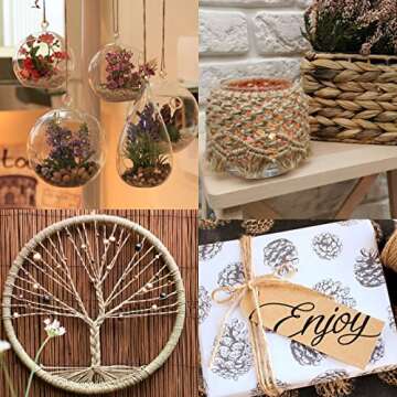 KINGLAKE 820 Feet Natural Jute Twine Best Arts Crafts Gift Twine Christmas Twine Durable Packing String,Brown