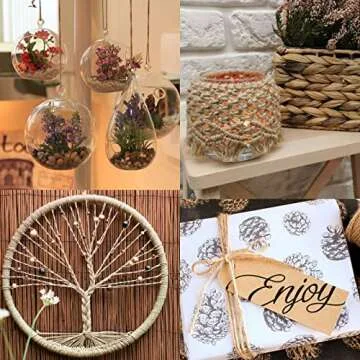 KINGLAKE 820 Feet Natural Jute Twine Best Arts Crafts Gift Twine Christmas Twine Durable Packing String,Brown