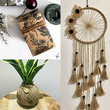 KINGLAKE 820 Feet Natural Jute Twine Best Arts Crafts Gift Twine Christmas Twine Durable Packing String,Brown