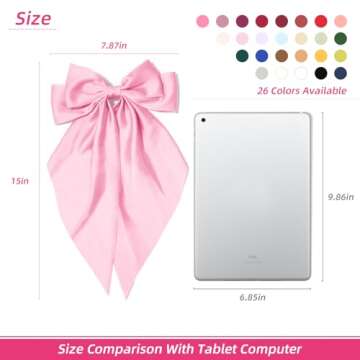 Big Silky Satin Hair Bows for Women: Wine Red Long Tail Cute Ribbon Coquette Barrettes for Girls